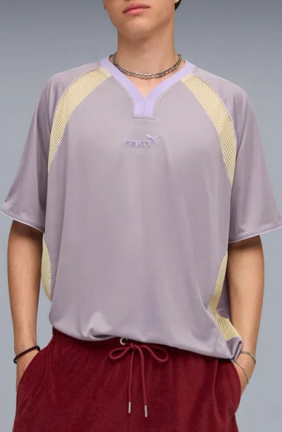 Puma X Fenty Mesh Inset Raglan Sleeve T-shirt In Purple