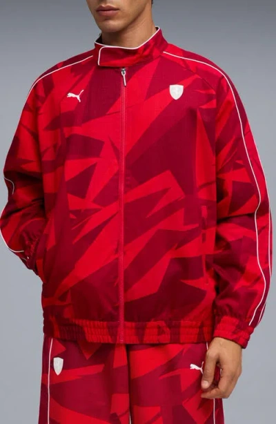 Puma X Ferrari 20 Years Of Red Cotton Twill Jacket