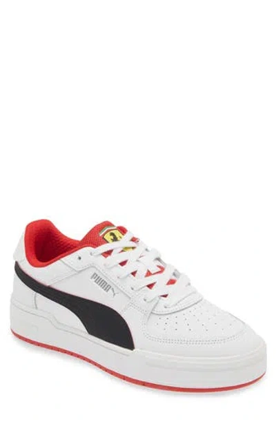 Puma X Ferrari Ca Pro Sneaker In White- Black-rosso Corsa