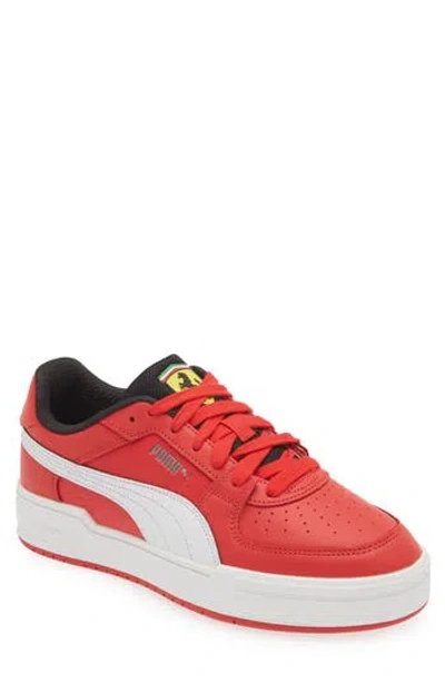 Puma X Ferrari Ca Pro Sneaker In Rosso Corsa- White