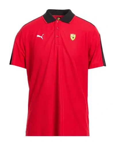 Puma X Ferrari Ferrari Race Mt7 Polo Man Polo Shirt Red Size L Cotton, Polyester