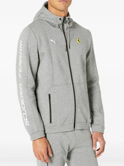 Puma X Ferrari Hooded Zip-fastening Sweatshirt In Gray