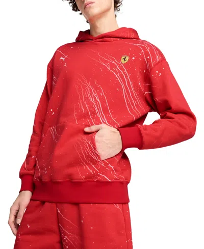 Puma X Ferrari Men's Race Logo Hoodie In Rosso Corsa