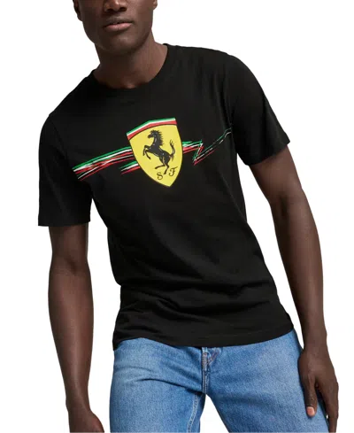 Puma X Ferrari Men's Short Sleeve Race Shield Graphic T-shirt In  Black