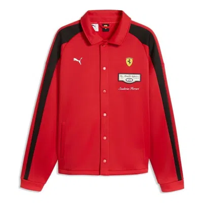 Puma X Ferrari T7 Track Jacket 'rosso Corsa' In Red
