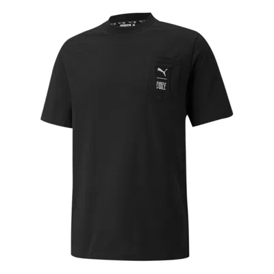 Puma X First Mile Crossover Pocket Small Label Solid Color Sports Short Sleeve Black