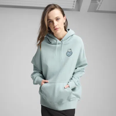 Puma X Hello Kitty® And Friends Women's Graphic Oversized Training Hoodie In Green