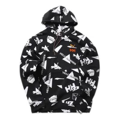 Puma X Helly Hansen All Over Print Hoodie 'black White Orange'