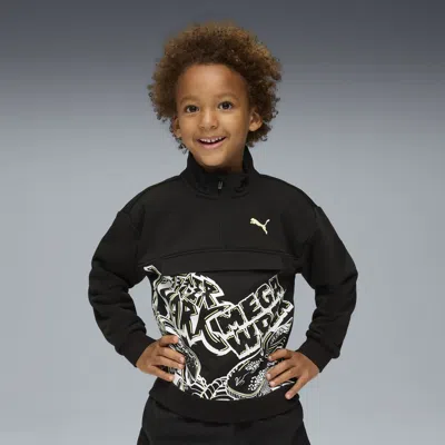Puma X Hot Wheels™ Monster Trucks Half-zip Crew Kids In Black