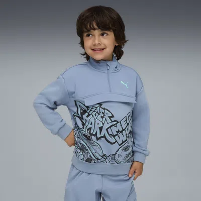 Puma X Hot Wheels™ Monster Trucks Half-zip Crew Kids In Blue