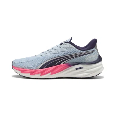 Puma Velocity Nitro 4 Hyrox Blue Pink Ss26 Shoes In Gray