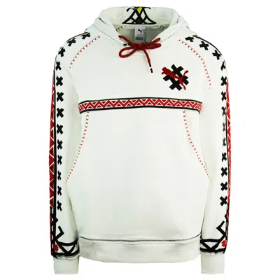 Pre-owned Puma X Jahnkoy Graphic Pullover Long Sleeve White Mens Hoodie 596680 02