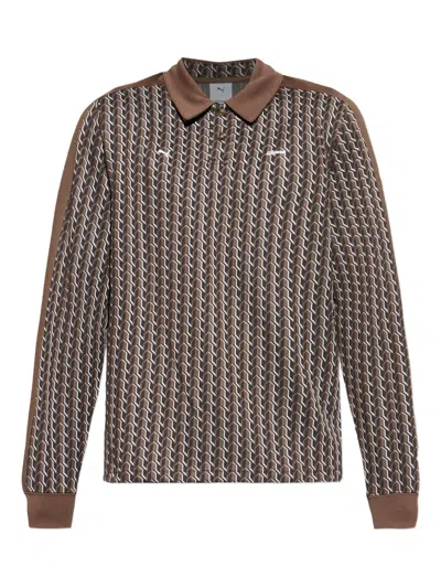 Puma X Jjjjound Patterned Polo Shirt In Brown