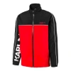 Puma X Karl Lagerfeld Lafayette Logo Print Patchwork Jacket For Black/red In Multi