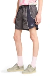 Puma X Kidsuper Colorblock Nylon Shorts In Dark Coal