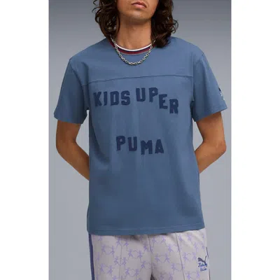 Puma X Kidsuper Mcfc Appliqué Cotton Graphic T-shirt In Blue