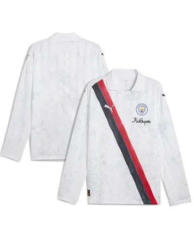 PUMA X KID SUPER MEN'S WHITE MANCHESTER CITY 2025 FIFA CLUB WORLD CUP RETRO LONG SLEEVE T-SHIRT