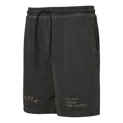 Puma X Kidsuper Studios Crossover Logo Alphabet Embroidered Distress Drawstring Sports Shorts Black