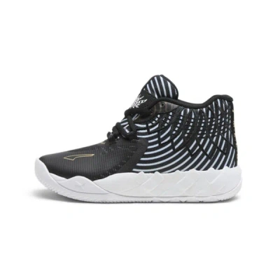 Puma X Lamelo Ball Mb.01 Rare Reserve Stripes Little Kids' Basketball Shoes In Black- White- Gold