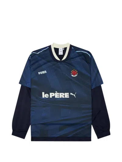 Puma X Le Père Double-layer Relaxed Jersey Sweatshirt In Blue