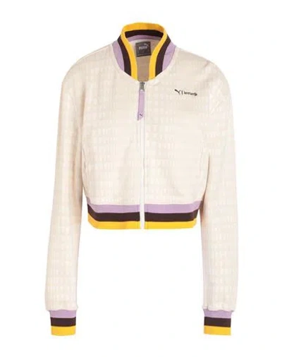 Puma X Lemlem Lemlem Fz Jacket Woman Sweatshirt Cream Size L Cotton In White
