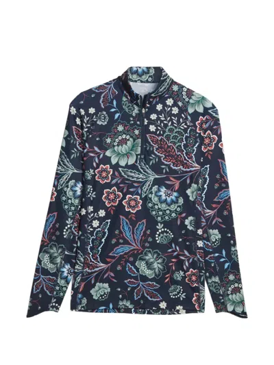 Puma X Liberty Floral-print Quarter-zip Pullover In Blue