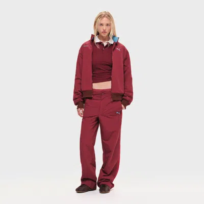 Puma X Madhappy Nylon Track Jacket In Burgundy