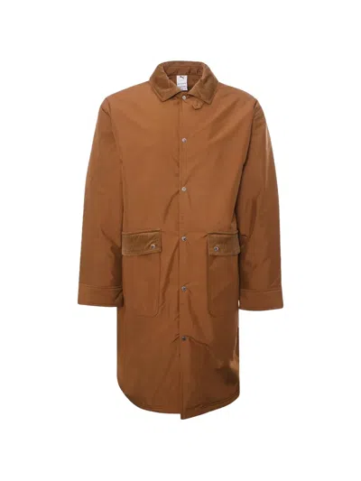 Puma X Maison Kitsuné Corduroy-collar Trench Coat In Brown