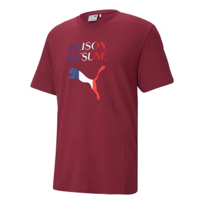 Puma X Maison Kitsune Oversized Tee In Red