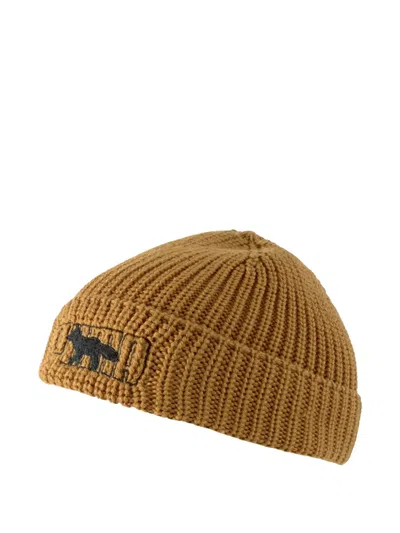 Puma X Maison Kitsune Ribbed Beanie Hat In Brown