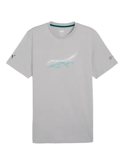 Puma X Mercedes Amg Petronas F1 Team Graphic-print Round-neck T-shirt In Gray