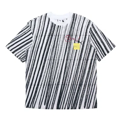 Puma X Michaellau Crossover Casual Sports Round Neck Breathable Printing Short Sleeve White In Gray