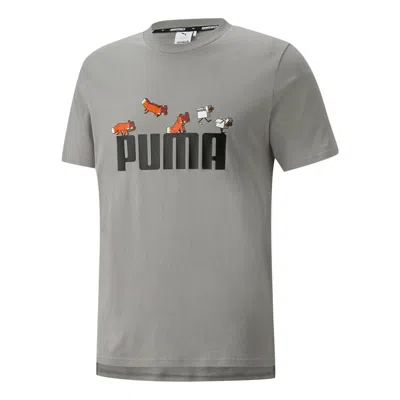 Puma X Minecraft Graphic Tee 'grey' In Gray