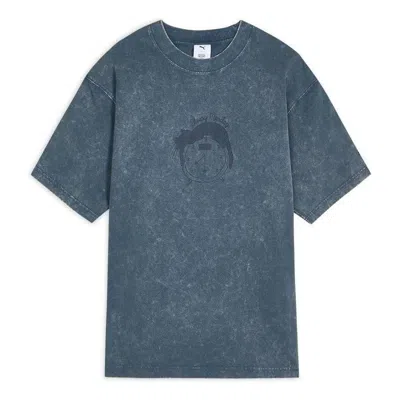Puma X Monday Sleeping Club Washed T-shirt 'evening Blue' In Gray