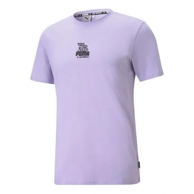 Puma X Mr Doodle Relaxed Tee Printing Short Sleeve Rose Purple