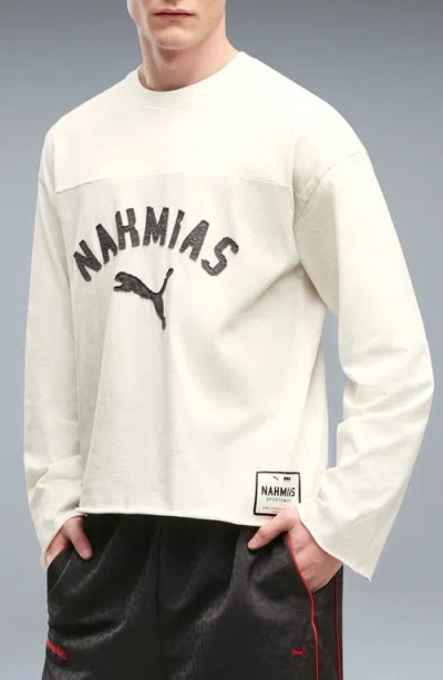 Puma X Nahmias Long Sleeve Cotton Graphic T-shirt In Neutral
