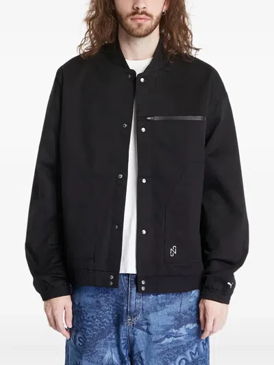 Puma X Njr Stretch-cotton Bomber Jacket In Black
