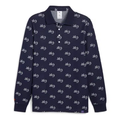 Puma X Noah Jacquard Polo Shirt 'navy' In Blue