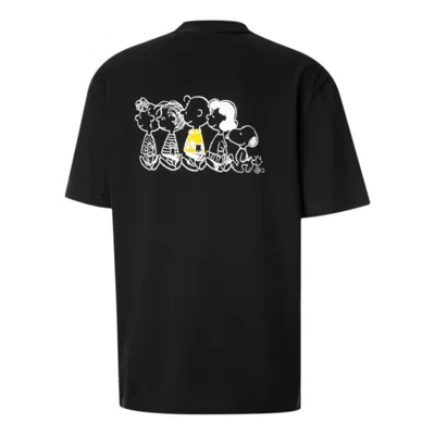 Puma X Peanuts Crossover Cartoon Pattern Printing Sports Short Sleeve Black