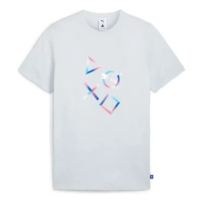 Puma X Playstation Graphic T-shirt 'silver Mist' In White
