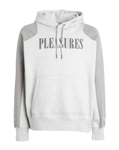 Puma X Pleasures Hoodie Man Sweatshirt Light Grey Size Xl Cotton
