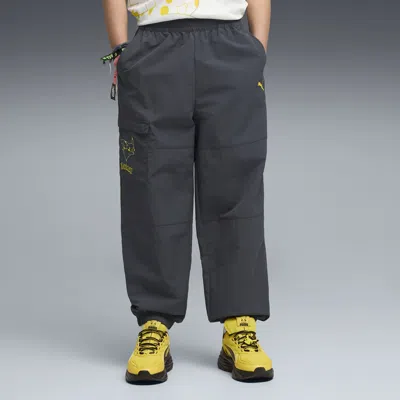 Puma X Pokemon Big Kids' Relaxed Cargo Pants In Gray