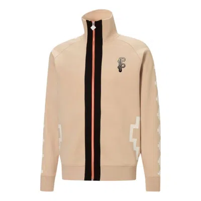 Puma X Pronounce Crossover Contrasting Colors Logo Casual Sports Knit Jacket Khaki In Neutral