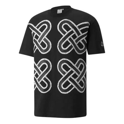 Puma X Pronounce Crossover Graphic Tee Printing Sports Round Neck Short Sleeve Black