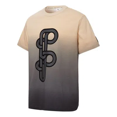 Puma X Pronounce Graphic Tee Crossover Gradient Tie Dye Sports Short Sleeve Khaki In Black
