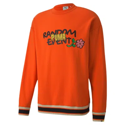 Puma X Randomevent Graphic Long Sleeve Crewneck Tee In Orange