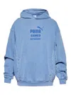 Puma X Represent Logo-embroidered Hooded Sweater In Blue