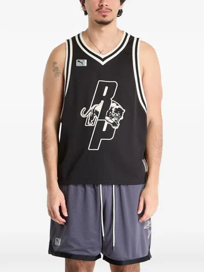 Puma X Represent V-neck Graphic Jersey In Black