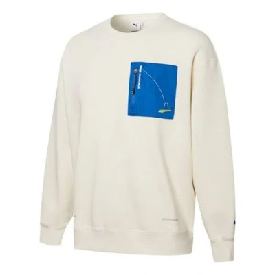 Puma X Roaringwild Pocket Crew Neck Sweatshirt 'white Blue' In Neutral