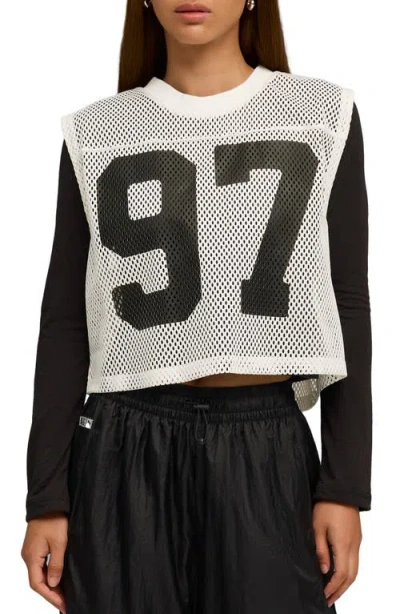 PUMA PUMA X ROSÉ SLEEVELESS MESH CROP JERSEY